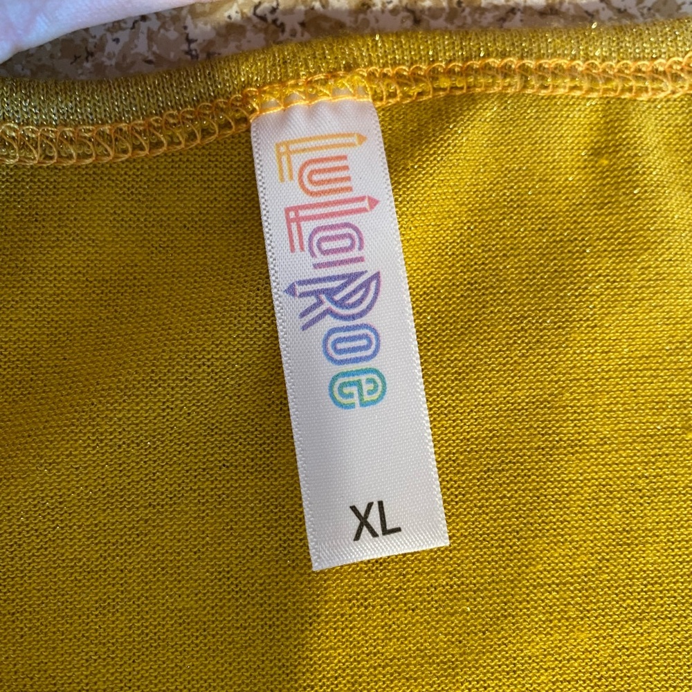 LulaRoe metallic yellow tunic dress top - Picture 7 of 7